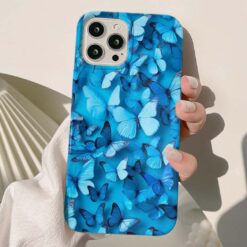 Mavi Çoklu Kelebekler Baskılı Silikon Telefon Kılıfı