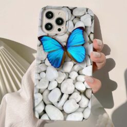 Taşların Üstündeki Kelebek Baskılı Silikon Telefon Kılıfı