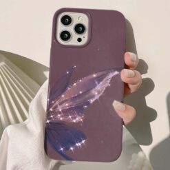 Parıltılı Kelebek Baskılı Silikon Telefon Kılıfı