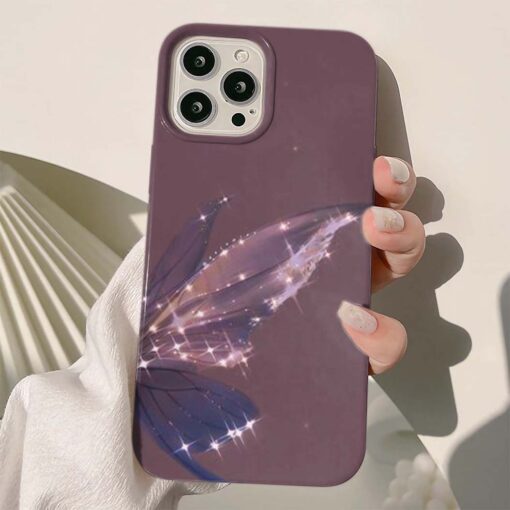 Parıltılı Kelebek Baskılı Silikon Telefon Kılıfı