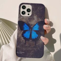 Mavi Kelebek Baskılı Silikon Telefon Kılıfı