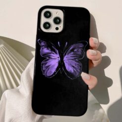 Mor Kelebek Baskılı Silikon Telefon Kılıfı