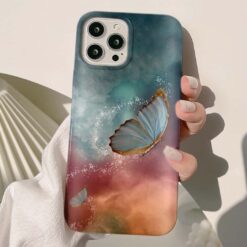 Renkli Temalı Uçan Kelebek Baskılı Silikon Telefon Kılıfı