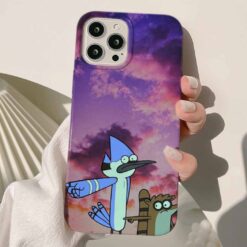 Regular Show Mor Bulutlu Gökyüzü Baskılı Silikon Telefon Kılıfı