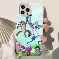 Regular Show El Çakışan Mordecai Ve Rigby Baskılı Silikon Telefon Kılıfı