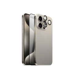 Apple iPhone 15 Pro Max Wiwu 2in1 Temperli Cam Ahize Toz Önleyici Ekran Koruyucu ve Kamera Lens Koruyucu Set