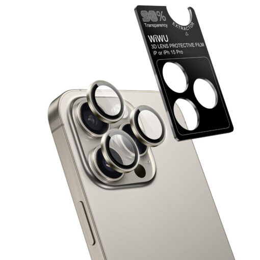 Apple iPhone 15 Pro Max Wiwu 2in1 Temperli Cam Ahize Toz Önleyici Ekran Koruyucu ve Kamera Lens Koruyucu Set - Görsel 2