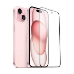Apple iPhone 15 2in1 Temperli Cam Ahize Toz Önleyici Ekran Koruyucu ve Kamera Lens Koruyucu Set