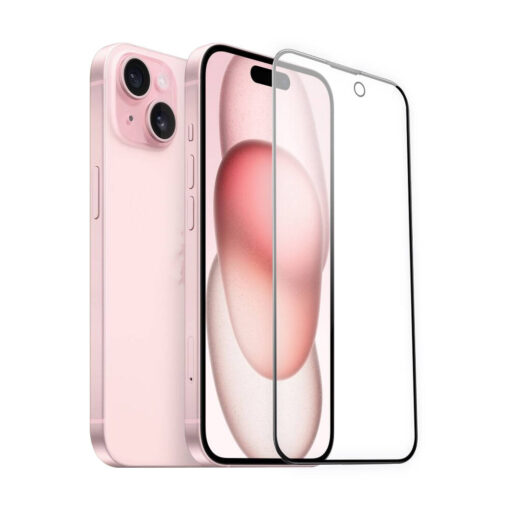 Apple iPhone 15 2in1 Temperli Cam Ahize Toz Önleyici Ekran Koruyucu ve Kamera Lens Koruyucu Set