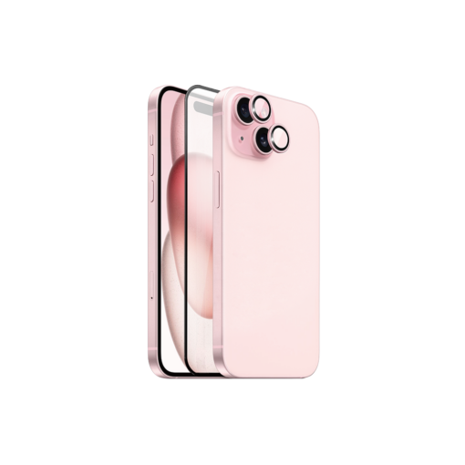 Apple iPhone 15 2in1 Temperli Cam Ahize Toz Önleyici Ekran Koruyucu ve Kamera Lens Koruyucu Set - Görsel 3