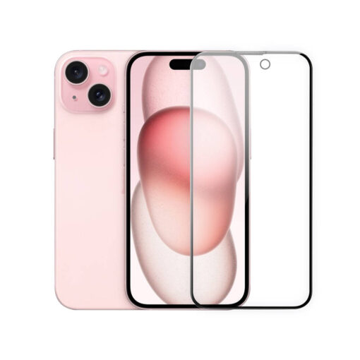 Apple iPhone 15 2in1 Temperli Cam Ahize Toz Önleyici Ekran Koruyucu ve Kamera Lens Koruyucu Set - Görsel 4