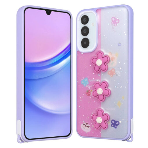 Galaxy A14 Kılıf Parlayan Sıvılı Simli Kabartma Figürlü Zore Cevze Kapak - Görsel 5