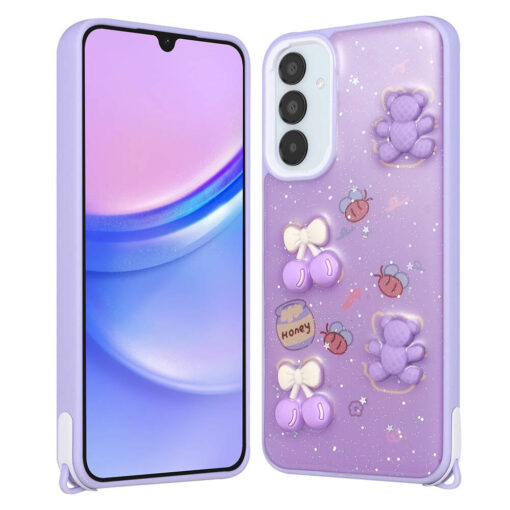 Galaxy A14 Kılıf Parlayan Sıvılı Simli Kabartma Figürlü Zore Cevze Kapak - Görsel 4
