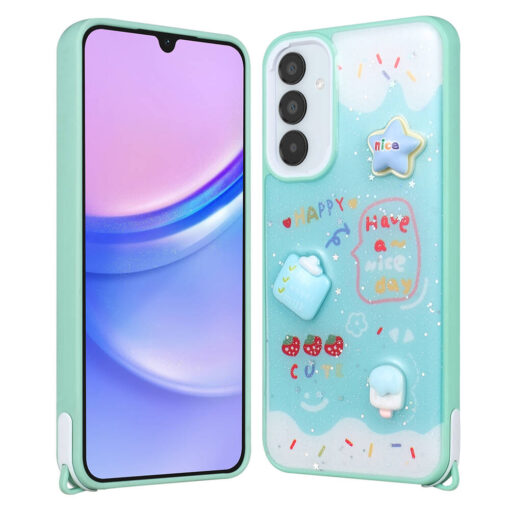 Galaxy A14 Kılıf Parlayan Sıvılı Simli Kabartma Figürlü Zore Cevze Kapak - Görsel 3