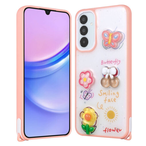 Galaxy A14 Kılıf Parlayan Sıvılı Simli Kabartma Figürlü Zore Cevze Kapak - Görsel 2