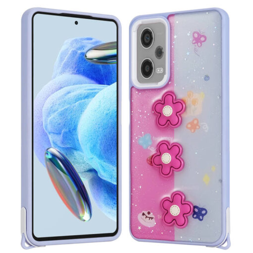Xiaomi Redmi Note 12 Pro Plus 5G Kılıf Parlayan Sıvılı Simli Kabartma Figürlü Zore Cevze Kapak - Görsel 5