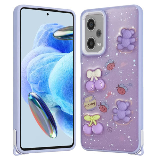 Xiaomi Redmi Note 12 Pro Plus 5G Kılıf Parlayan Sıvılı Simli Kabartma Figürlü Zore Cevze Kapak - Görsel 4