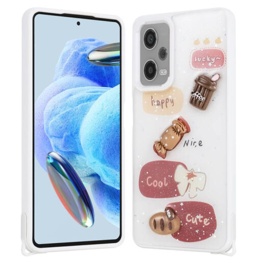 Xiaomi Redmi Note 12 Pro Plus 5G Kılıf Parlayan Sıvılı Simli Kabartma Figürlü Zore Cevze Kapak - Görsel 2