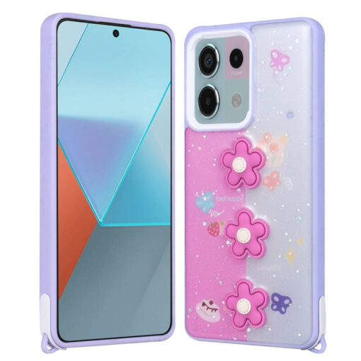 Xiaomi Redmi Note 13 Pro 5G Kılıf Parlayan Sıvılı Simli Kabartma Figürlü Zore Cevze Kapak - Görsel 2
