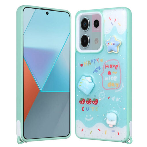 Xiaomi Redmi Note 13 Pro 5G Kılıf Parlayan Sıvılı Simli Kabartma Figürlü Zore Cevze Kapak - Görsel 3