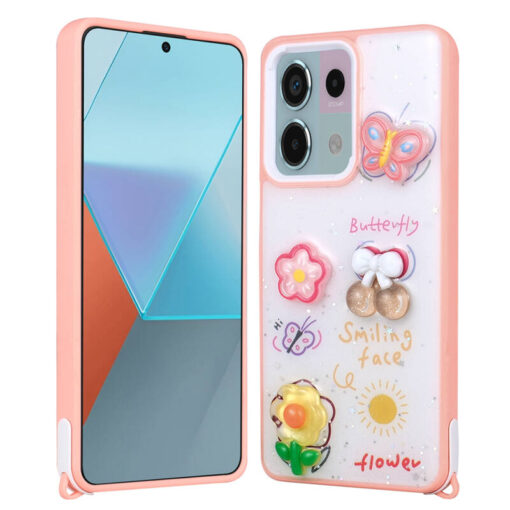 Xiaomi Redmi Note 13 Pro 5G Kılıf Parlayan Sıvılı Simli Kabartma Figürlü Zore Cevze Kapak - Görsel 4