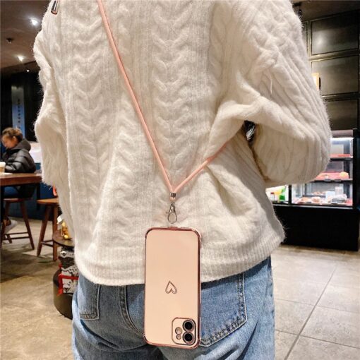Boyun Askılı Zincirli Silikon Telefon Kılıfı