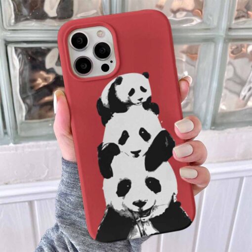 Oturan 3lü Panda Baskılı Telefon Kılıfı