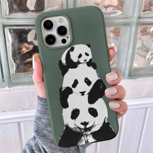 Oturan 3lü Panda Baskılı Telefon Kılıfı - Görsel 2