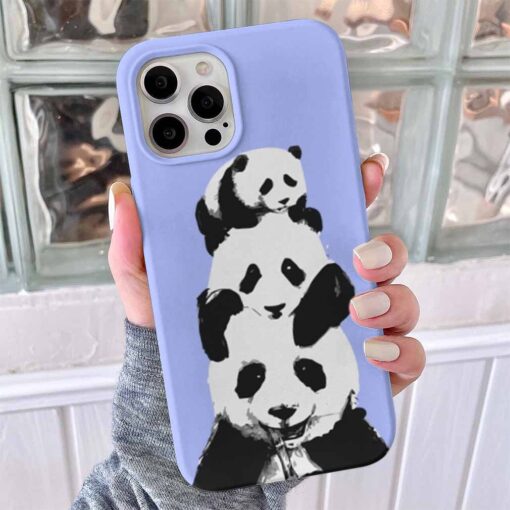 Oturan 3lü Panda Baskılı Telefon Kılıfı - Görsel 4