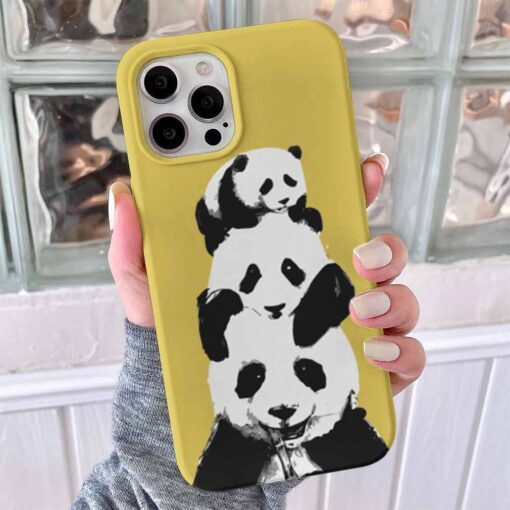 Oturan 3lü Panda Baskılı Telefon Kılıfı - Görsel 5
