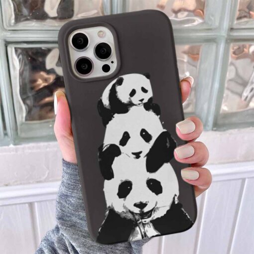 Oturan 3lü Panda Baskılı Telefon Kılıfı - Görsel 6