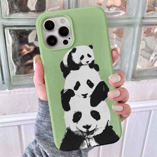 Oturan 3lü Panda Baskılı Telefon Kılıfı - Görsel 7