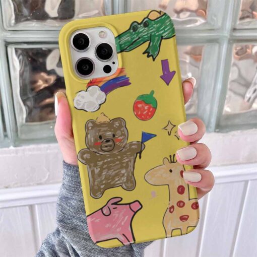 Kara Kalem Hayvanlar Baskılı Telefon Kılıfı - Görsel 6