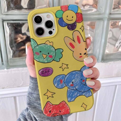 Kara Kalem Hayvanlar Baskılı Telefon Kılıfı - Görsel 6