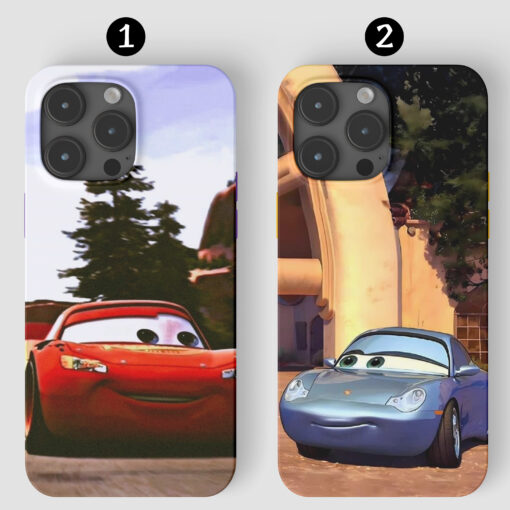 Çift Şimşek McQueen Tasarımlı Baskılı Telefon Kılıfı