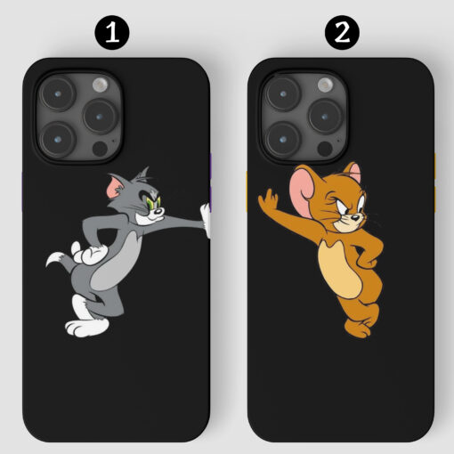 Çift Tom Ve Jerry Tasarımlı Baskılı Telefon Kılıfı
