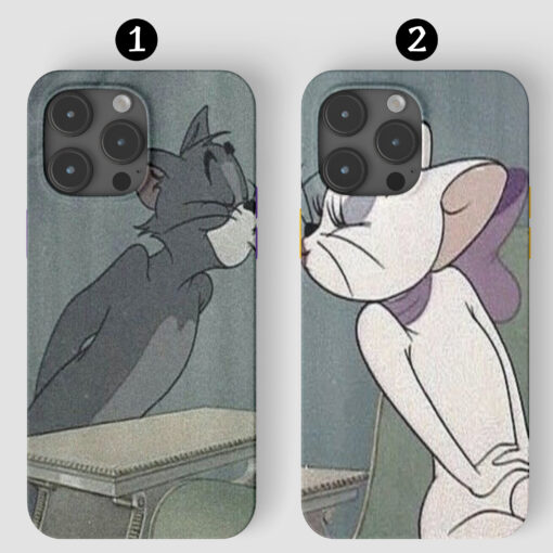 Çift Tom Ve Jerry Tasarımlı Baskılı Telefon Kılıfı