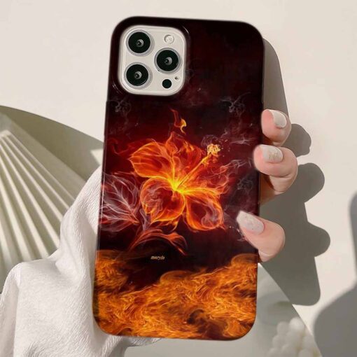 Çiçekli Alevler Tasarımlı Silikon Telefon Kılıfı