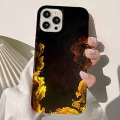 Gold Renkli Alevler Tasarımlı Silikon Telefon Kılıfı