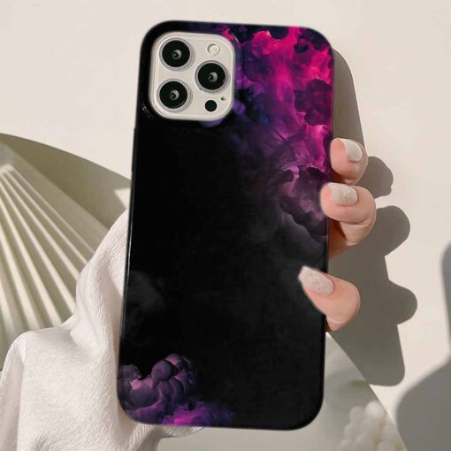 Mor Pembe Alevler Tasarımlı Silikon Telefon Kılıfı