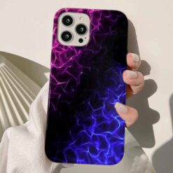 Mor Pembe Alevler Tasarımlı Silikon Telefon Kılıfı