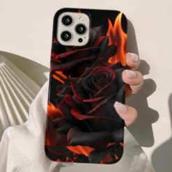 Alevler İçindeki Güller Tasarımlı Silikon Telefon Kılıfı