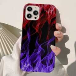 Mor Kırmızı Alevler Tasarımlı Silikon Telefon Kılıfı