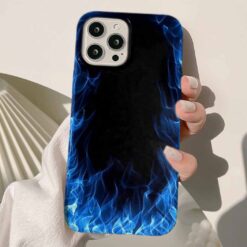 Mavi Alev Tasarımlı Silikon Telefon Kılıfı