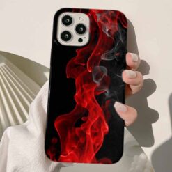 Kırmızı Alev Tasarımlı Silikon Telefon Kılıfı