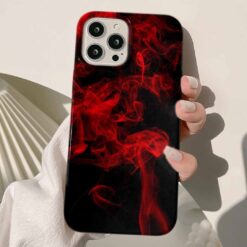 Koyu Kırmızı Alevler Tasarımlı Silikon Telefon Kılıfı