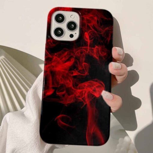 Koyu Kırmızı Alevler Tasarımlı Silikon Telefon Kılıfı