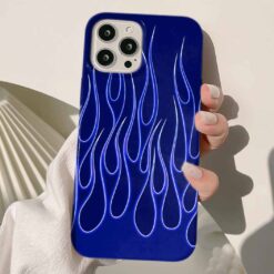 Mavi Alevler Tasarımlı Silikon Telefon Kılıfı