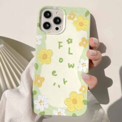 Flower Sarı Çiçekler Baskılı Renkli Silikon Telefon Kılıfı
