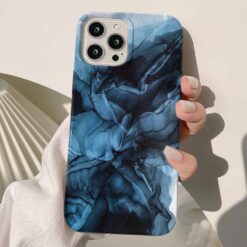 Mavi Renkleri Geçişli Mermer Baskılı Silikon Telefon Kılıfı